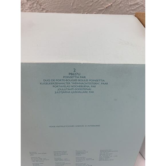 Partylite Poinsettia Plate Candle Holder Bowl PAIR Red White Stickers Flowers - Picture 4 of 4